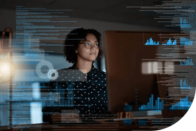 Developer analyzing code on screen
